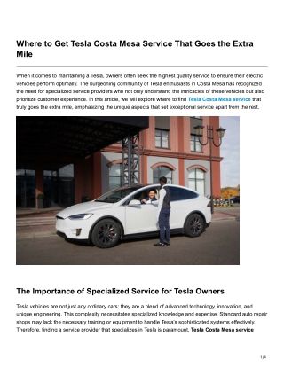 Where to Get Tesla Costa Mesa Service That Goes the Extra Mile