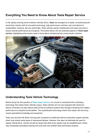 Everything You Need to Know About Tesla Repair Service