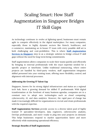 Scaling Smart_ How Staff Augmentation in Singapore Bridges IT Skill Gaps