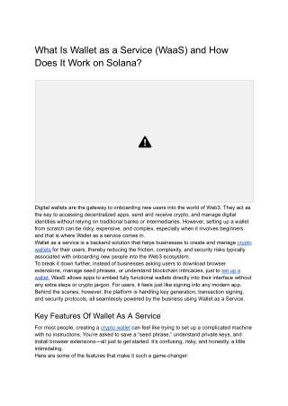 Wallet as a Service (WaaS) on Solana: What It Is and How It Works