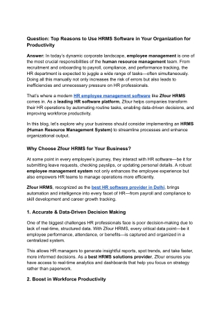 Reasons to use HRMS software in business for productivity