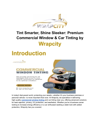 Tint Smarter, Shine Sleeker: Premium Commercial & Car Window Tinting by Wrapcity