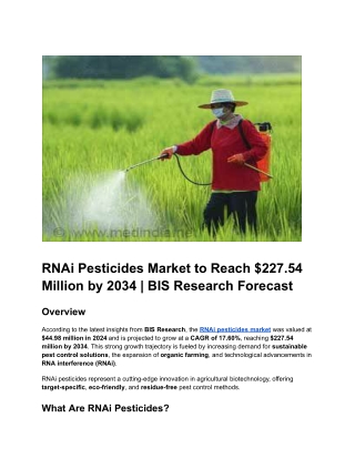 RNAi Pesticides Market to Reach $227.54 Million by 2034 _ BIS Research Forecast (1)