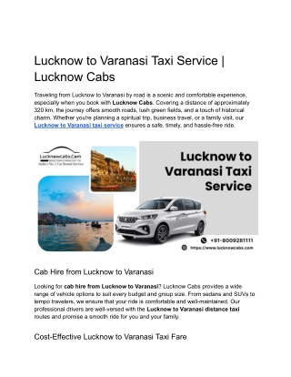 Lucknow to Varanasi Taxi Service _ Lucknow Cabs