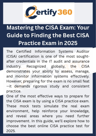 Mastering the CISA Exam Your Guide to Finding the Best CISA Practice Exam in 2025