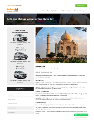 Book Delhi to Agra Mathura Vrindavan Tour Package Today