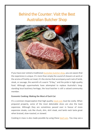 Behind the Counter Visit the Best Australian Butcher Shop