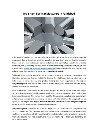 Top Bright Bar Manufacturers in Faridabad