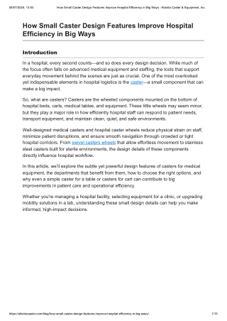 How Small Caster Design Features Improve Hospital Efficiency in Big Ways