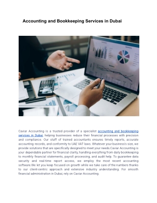 Accounting and Bookkeeping Services in Dubai