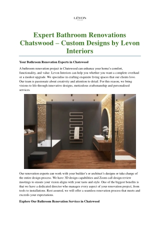 Bathroom Renovations Chatswood