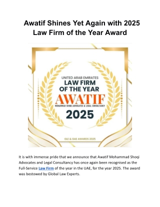 Awatif Shines Yet Again with 2025 Law Firm of the Year Award
