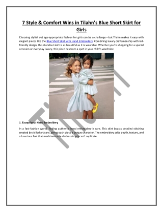 7 Style & Comfort Wins in Tilahn’s Blue Short Skirt for Girls