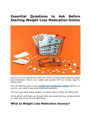 Essential Questions to Ask Before Starting Weight Loss Medication Online