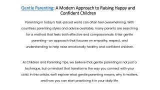 Gentle Parenting: Raising Confident, Kind, and Emotionally Strong Children”