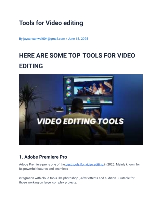 Tools for video editing