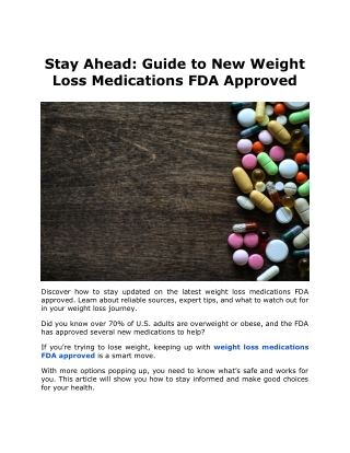 Stay Ahead Guide to New Weight Loss Medications FDA Approved