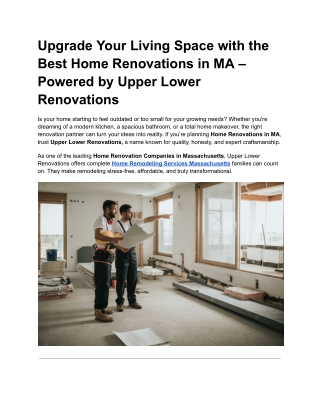 Upgrade Your Living Space with the Best Home Renovations in MA – Powered by Upper Lower Renovations