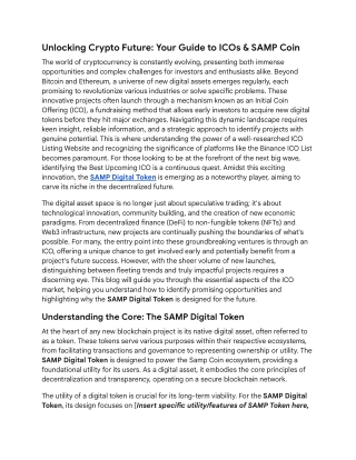 Unlocking Crypto Future_ Your Guide to ICOs & SAMP Coin