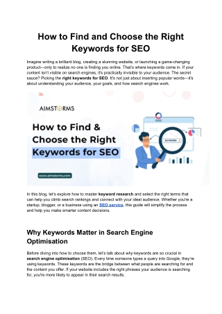 How to Find and Choose the Right Keywords for SEO