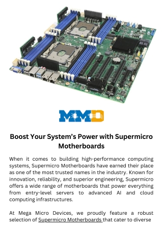 Boost Your System’s Power with Supermicro Motherboards