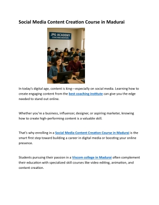 Social Media Content Creation Course in Madurai