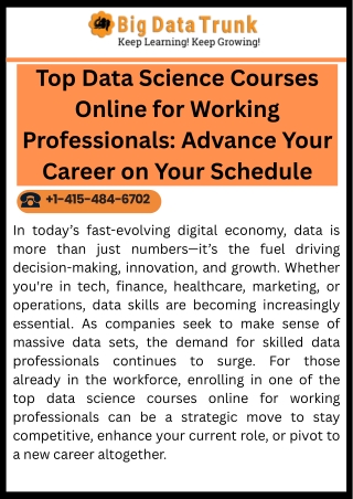 Top Data Science Courses Online for Working Professionals Advance Your Career on Your Schedule