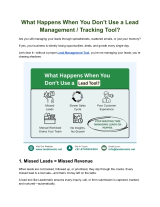 What Happens When You Don’t Use a Lead Management / Tracking Tool?