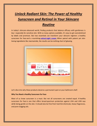 Unlock Radiant Skin: The Power of Healthy Sunscreen and Retinol in Your Skincare