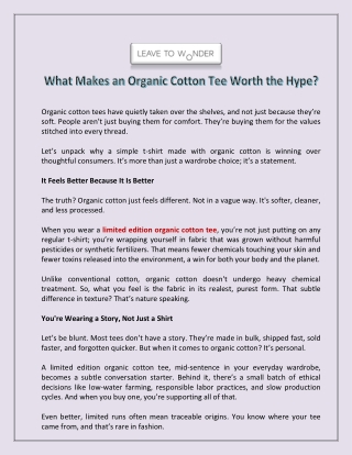 What Makes an Organic Cotton Tee Worth the Hype?