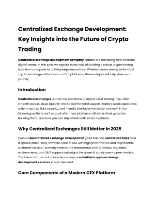 Centralized Exchange Development: Key Insights into the Future of Crypto Trading