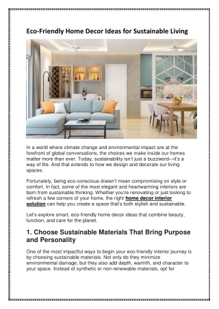 Eco-Friendly Home Decor Ideas for Sustainable Living