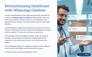 Deliver Better Care Using Whatsapp Chatbot for Healthcare