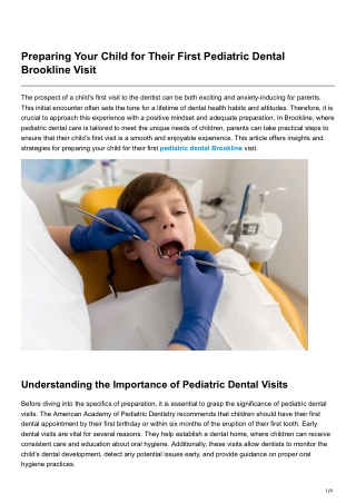 Preparing Your Child for Their First Pediatric Dental Brookline Visit