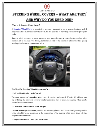 Steering Wheel Covers – What Are They and Why Do You Need One