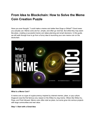 From Idea to Blockchain_ How to Solve the Meme Coin Creation Puzzle