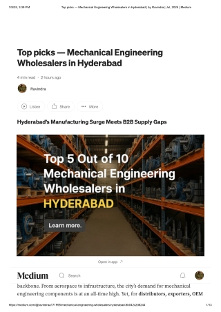 Where to Find the Best Mechanical Parts Wholesalers in Hyderabad