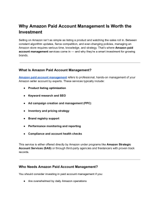 Why Amazon Paid Account Management Is Worth the Investment