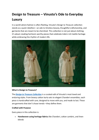 Design to Treasure – Vinusto’s Ode to Everyday Luxury