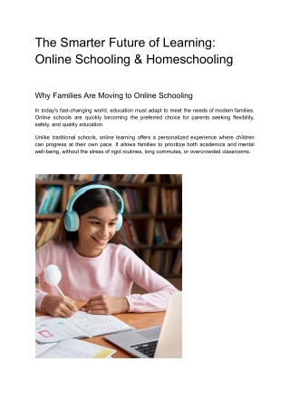 The Future of Learning: Why Online Schooling & Homeschooling