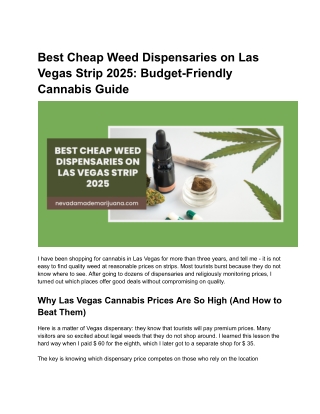 Where to Buy Cheap Weed on the Las Vegas Strip in 2025 – Must-Visit Dispensaries