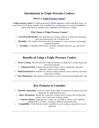 Durable & Efficient Triply Pressure Cooker – A Smart Choice for Modern Kitchens