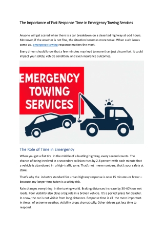 The Importance of Fast Response Time in Emergency Towing