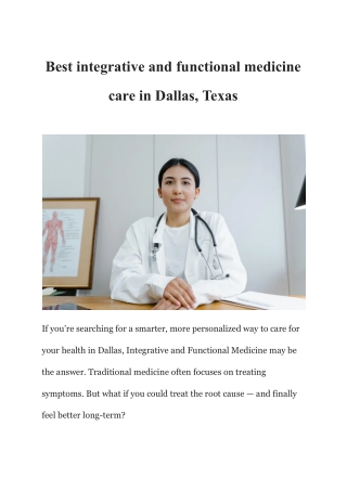 Best integrative and functional medicine care in Dallas, Texas