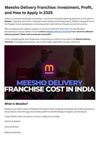 Meesho Delivery Franchise