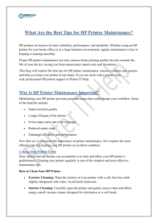 What Are the Best Tips for HP Printer Maintenance