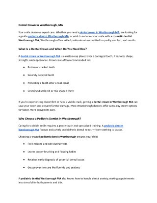 Dental Crown in Westborough, MA