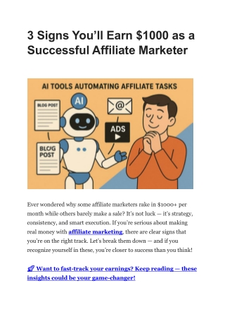 3 Signs You’ll Earn $1000 as a Successful Affiliate Marketer