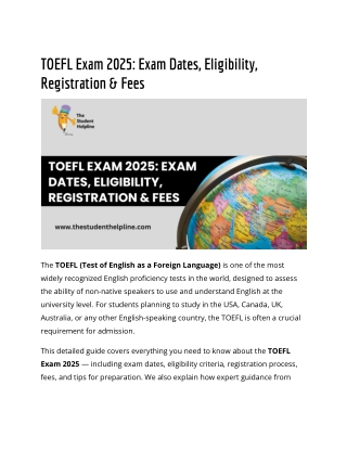TOEFL Exam 2025_ Exam Dates, Eligibility, Registration & Fees