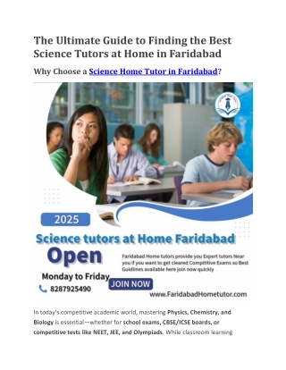 Science Tutors at Home  Faridabad | Private Science tutors near me